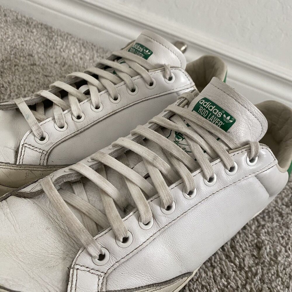 Adidas Originals Rod Laver 'Full Leather' Sneakers in White and Green - Size 12 - Picture 3 of 9